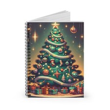 Spiral Notebook Ruled Line Decorated Christmas Tree with Gifts Design 1, Gift