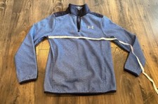  GUC Under Armour Youth Blue and Dark Blue Fleece Pullover 1/4 Zip, Size: M