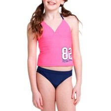 New OP Girls Swimwear set Tankini Pink top Blue bottom UPF 50 size Small 6X
