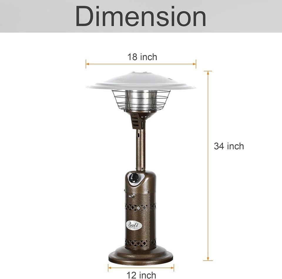 BALI OUTDOORS Portable Patio Heater, Outdoor Propane Table Top Heater