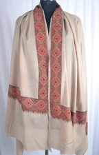 FINEST KASHMIRI MICRO EMBROIDERED SHAWL LARGE WOOL PASHMINA INTRICATE EMBROIDERY