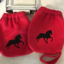 English, Iron Covers, Stirrup Protectors, Bags, Embroidered Red Fleece