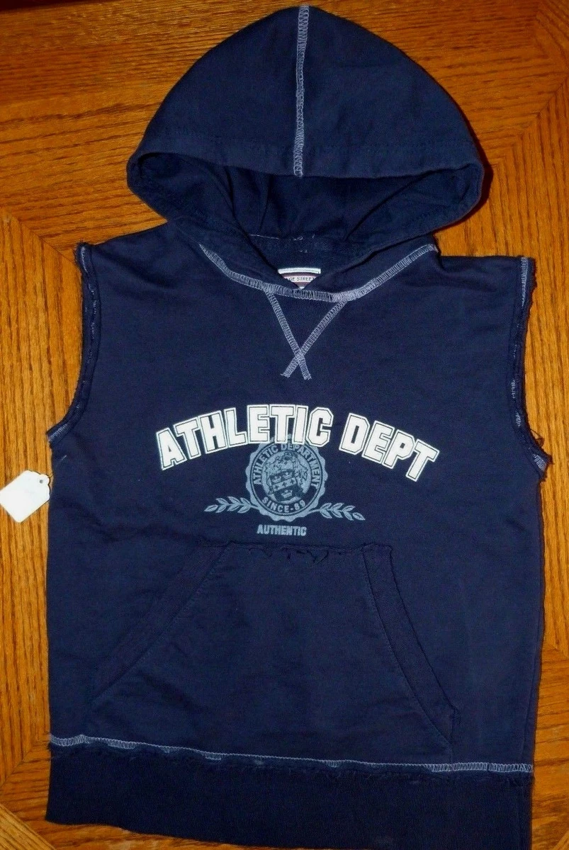 NWT Boys Small 6 7 College Street Navy Blue Sleeveless Sweatshirt Hoodie Shirt