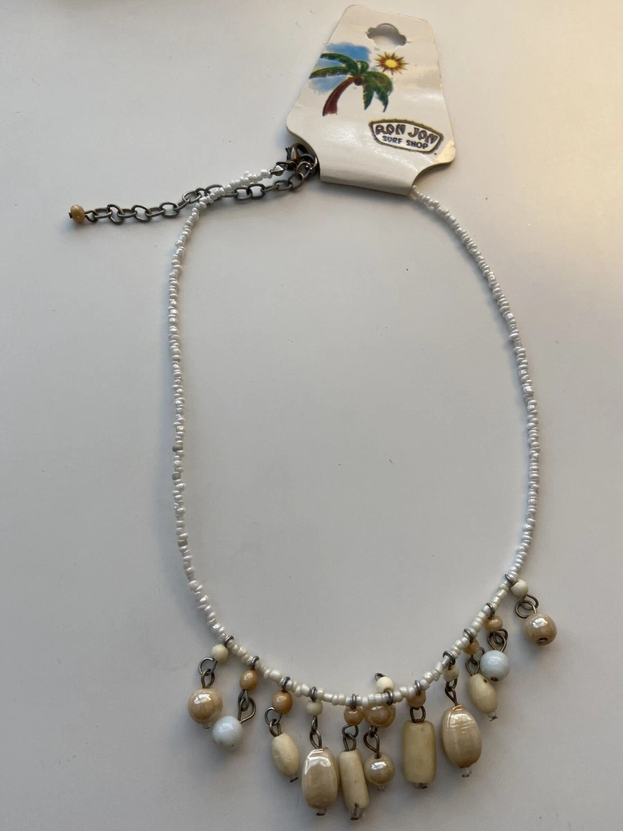 New Ron Jon Surf Shop Shell Seed Bead Necklace NWT
