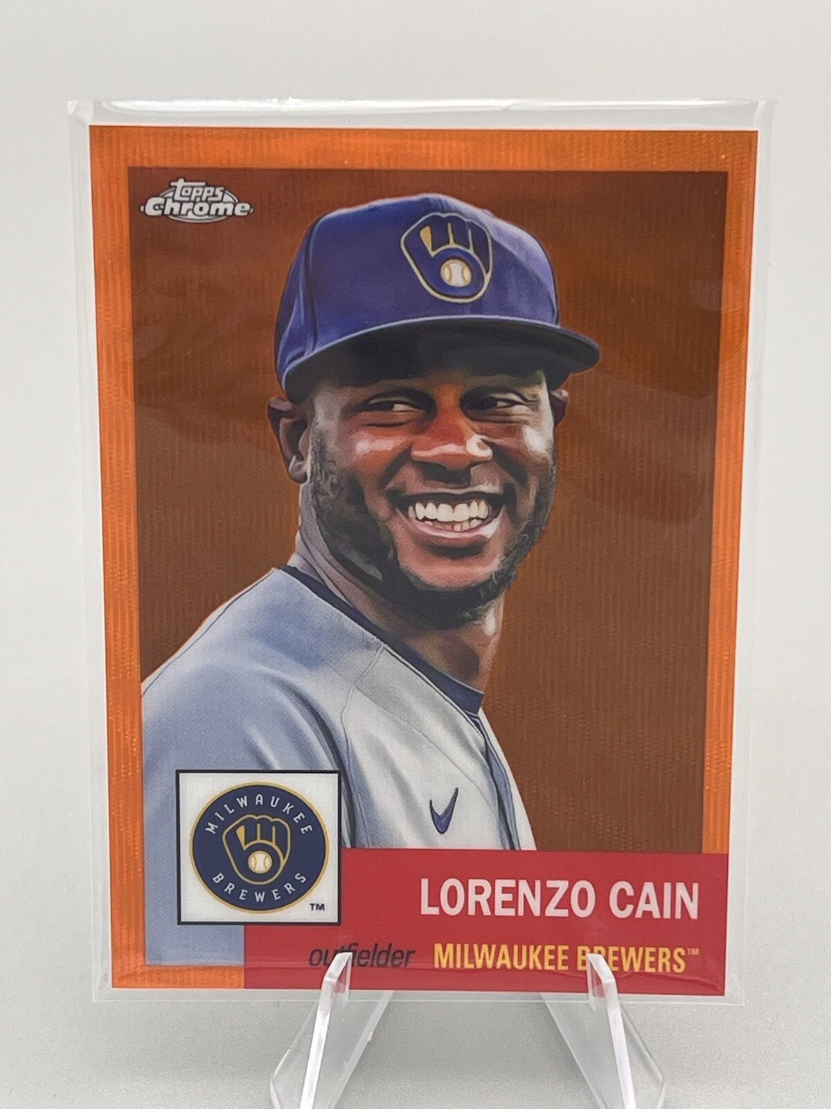 2022 Topps Chrome Platinum Anniversary Lorenzo Cain Orange Refractor /25