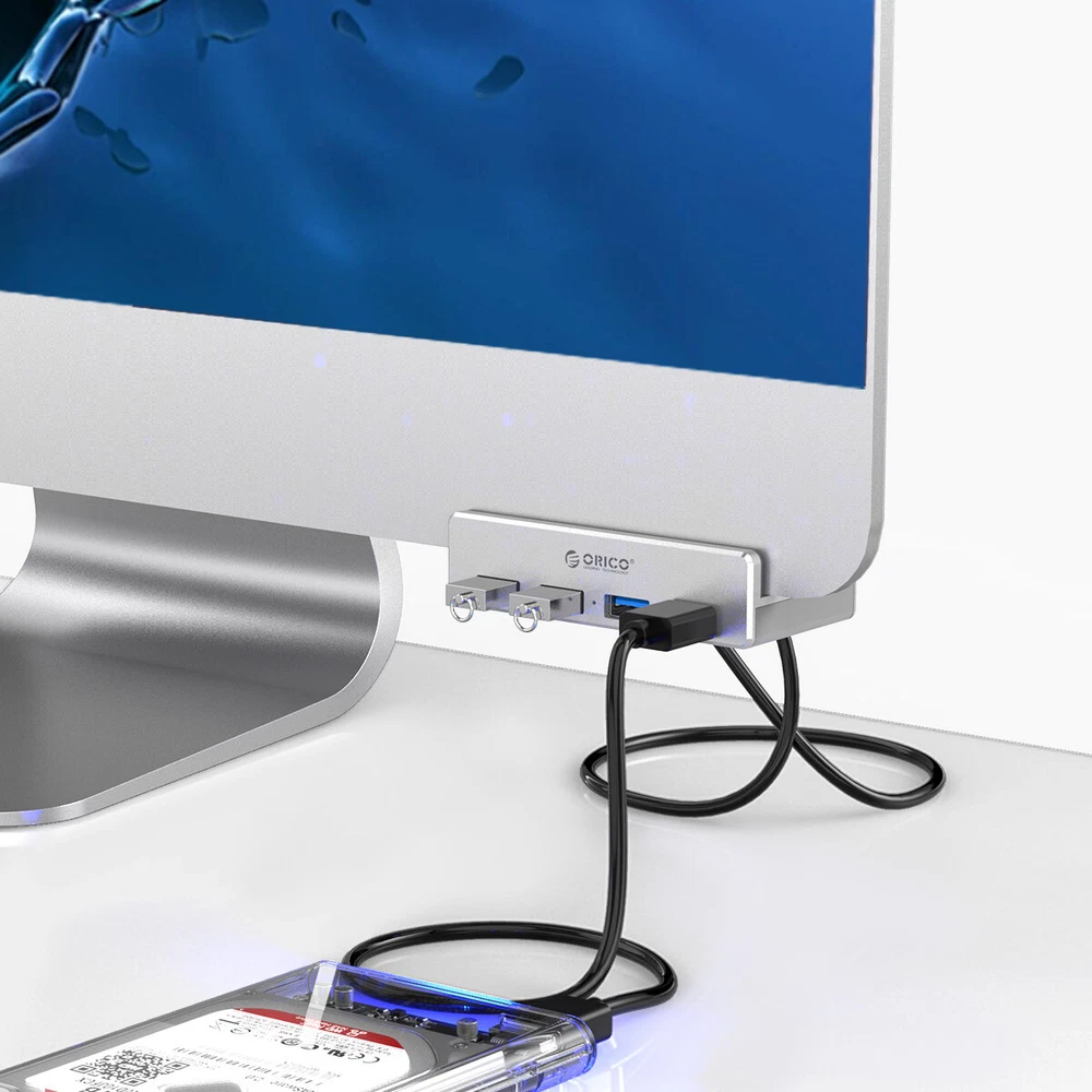 ORICO USB 3.0 Hub Aluminum 4Port USB Hub Clamp Powered USB Splitter A to C Cable