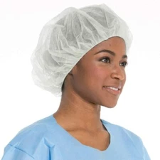 21" Disposable Bouffant Caps Hair Net Non Woven Head Cover Blue or White 100/PK
