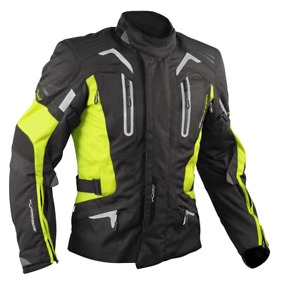 A-PRO Giacca Moto Touring Termica Impermeabile Sfoderabile Protezioni CE Fluorescente