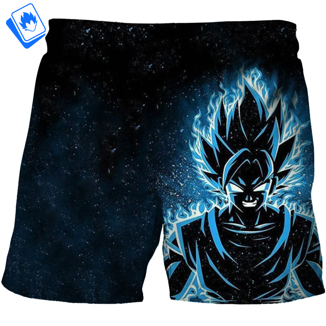 Men's Dragon Ball Goku SSJ Blue Beach Suit Swim Shorts