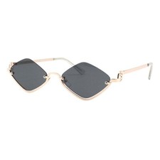 Diamond Shape Sunglasses Lightweight Half Metal Frame Designer Style UV400