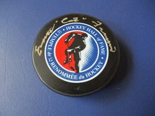 EMILE CAT FRANCIS SIGNED AUTOGRAPHED HALL OF FAME LOGO HOCKEY PUCK *