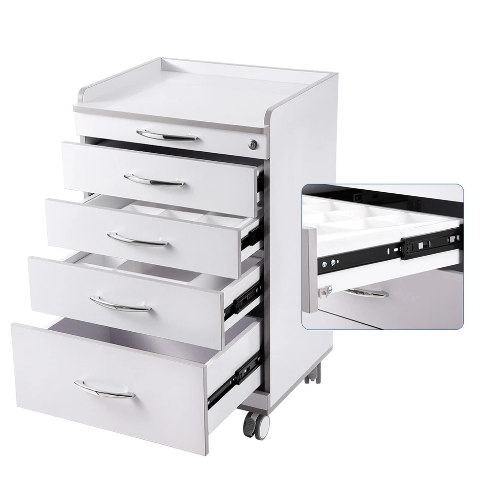 Carro de gabinete de almacenamiento móvil dental portátil con 3/4/5 cajones Foto 2 de 4