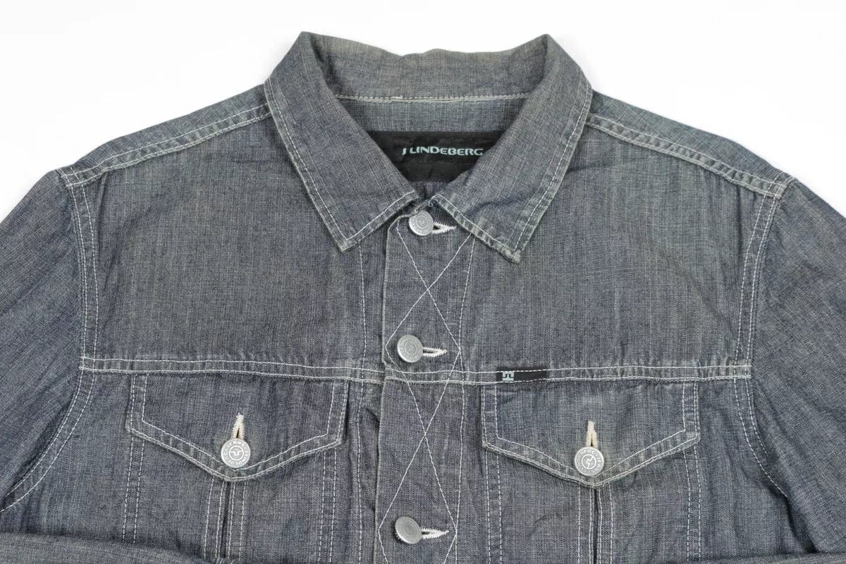 J LINDEBERG Denim Jacket Small Retro Biker Trucker Jean Button Vintage