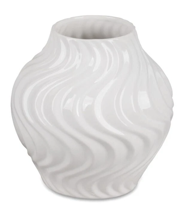 formano Vase 20x20cm aus Keramik weiß glasiert modernes Muster 7 79 38 0 B