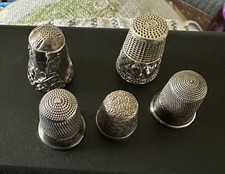 Vintage Group of 5 Sterling Silver Thimbles