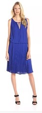 NWT BCBGMaxsazria Woman Dress Lona Royal Blue SZ S Pleaded Skirt