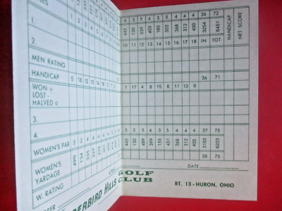 vtg - Golf Scorecard - THUNDERBIRD HILLS GOLF CLUB gc