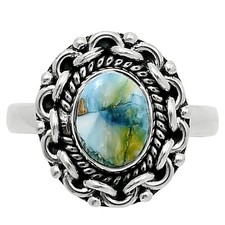 Premium Spiny Oyster Turquoise 925 Sterling Silver Ring Size 9 R-1667