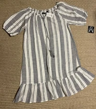 Mille Gabriele Womens Sz M Dress with vertical stripes  100%cotton