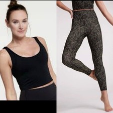 CALIA XXS Inspire Black Scoop Neck Tank Serpent Print High Rise 7/8 Leggings