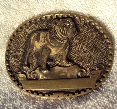 Vintage MACK Bulldog Solid Brass Belt Buckle Award Design Metals Made in USA