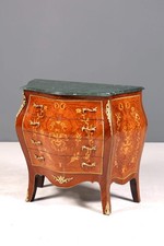 Stilvolle Bauchige Barock Kommode Messing Marmor Louis XV Sideboard Antik Stil