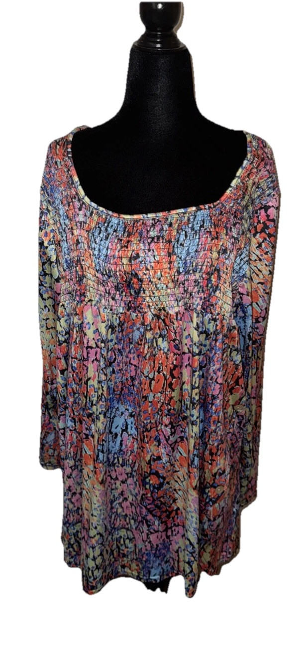 2XL Squared Neckline Multicolor Polyester Long Sl… - image 1