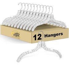 12 Pack Crystal Cut Clear Hangers Set Heavy Duty For Nonslip Coat and Shirt New