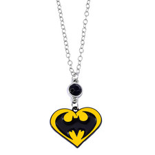 Batman Heart Necklace Superhero DC Comics Jewelry Silvery Love Pendant