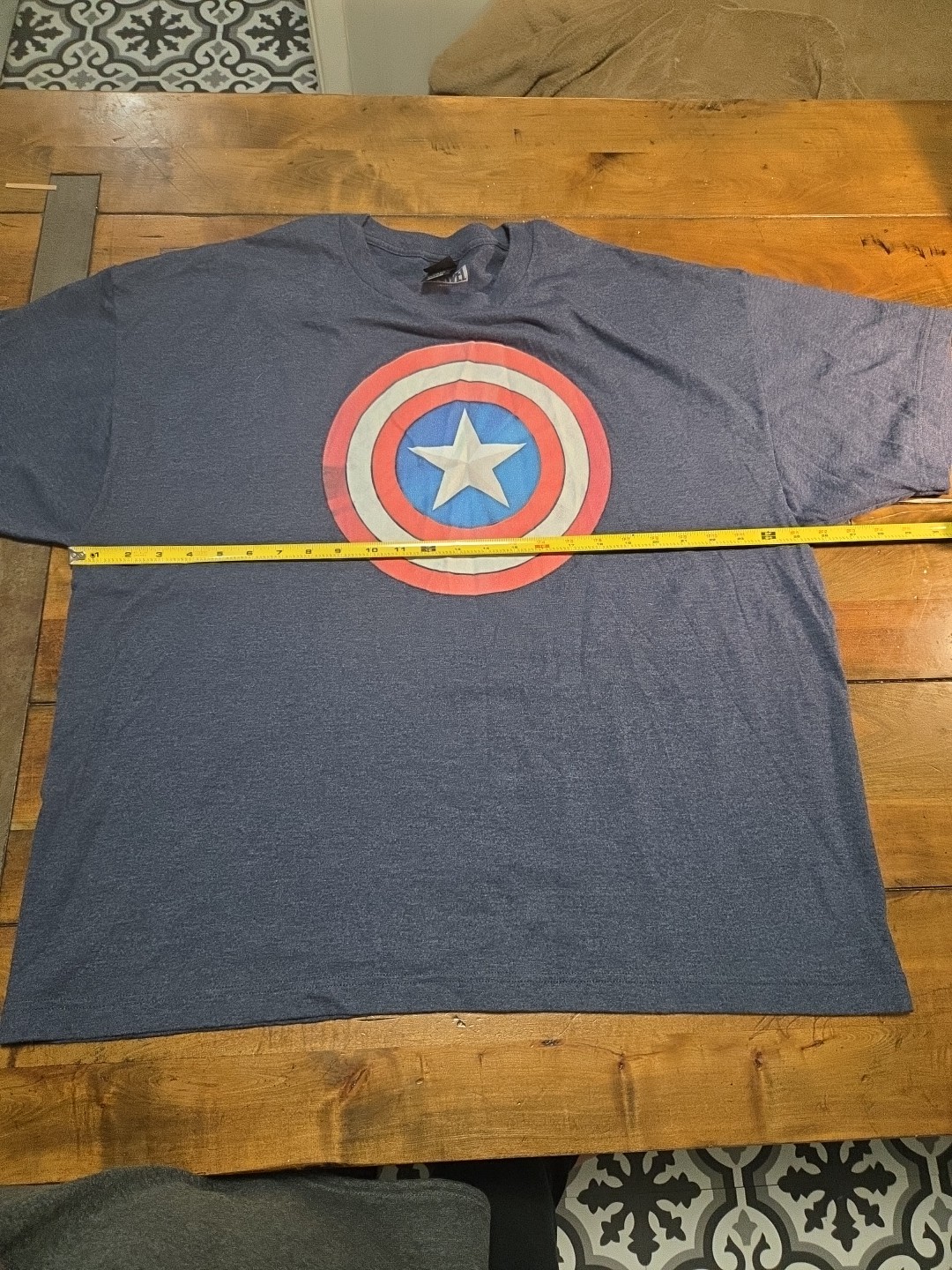 Marvel Captain America Shield Shirt 2XL Hanes Beefy-T Heavyweight Blue Graphic image 5