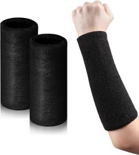 2 Pcs 9 Inch Long Wristbands Sweatbands Black Large Sweat Bands Wristbands Wrist
