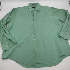 Chaps Oxford Button Down Shirt Wrinkle Free Long Sleeve Green XLARGE