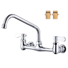 Commercial Swivel Sink Kitchen Faucet 8 In Center Wall Mount 12 In Swivel Spout
