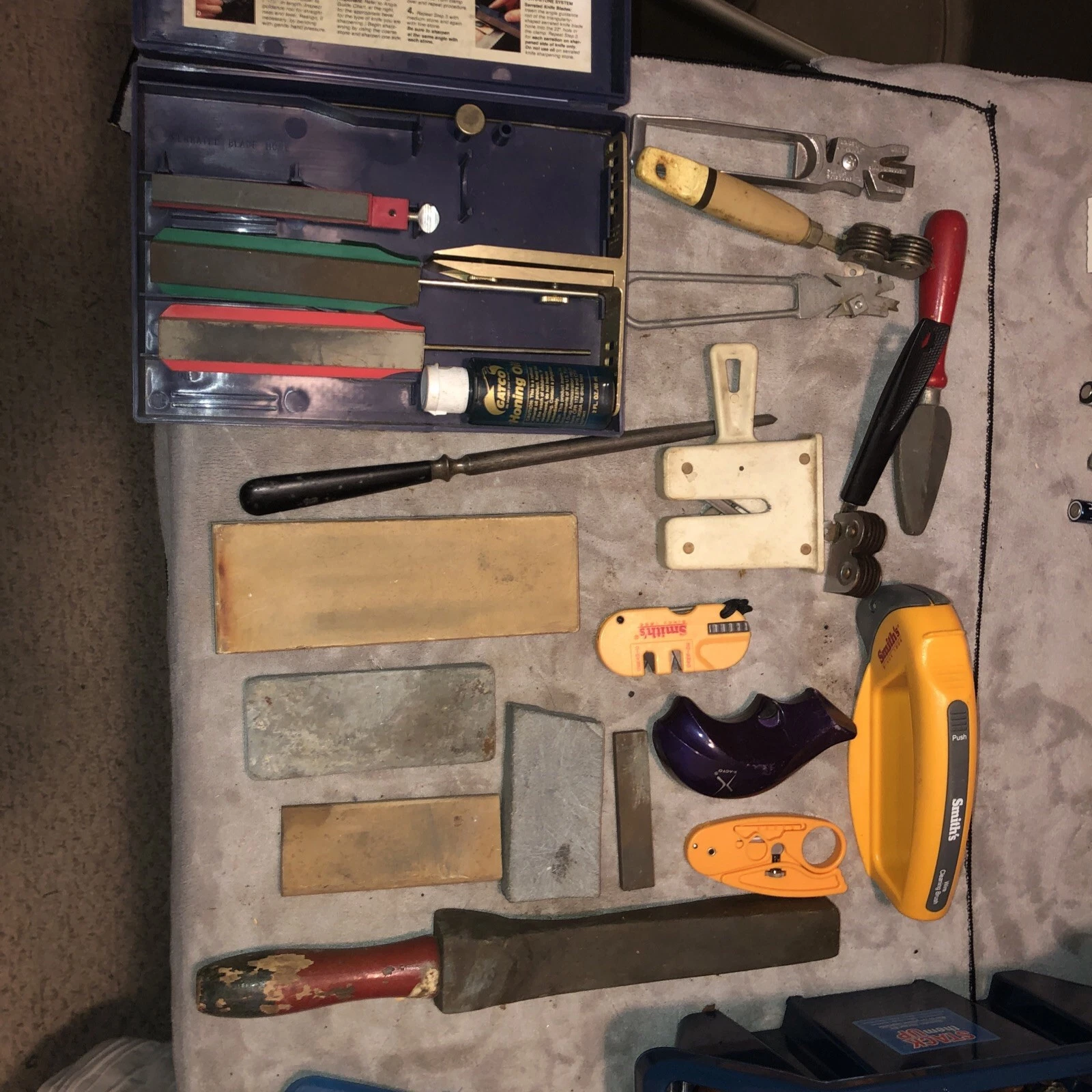 Lot 19 Knife Sharpeners Whetstones Steel Smiths Sharpery Ekco Gatco