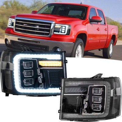 For GMC Sierra 1500 2500/3500HD 2007-2014 LED Sequential Projector Headlights