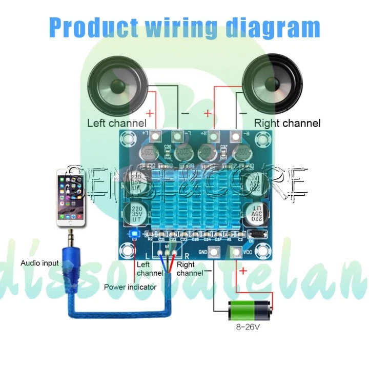 DC 8-26V Digital Audio Power Amplifier Board 2 Channel 2*30W Audio Module - Bild 4 von 4