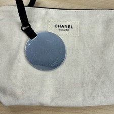 CHANEL Les Beiges Zipper Cosmetic Makeup Bag Case Storage Travel Pouch Mirror