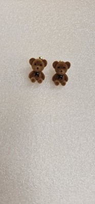 Pelzige Teddybär Ohrstecker (dunkelbraun) neu mit Etikett Handarbeit süß