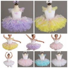 Girls Skirted Training Tutu Dress Dance Ballet Sports Outfits Fitness Skating