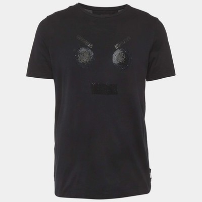 Fendi Black Strass Monster Eyes Jersey TShirt XL