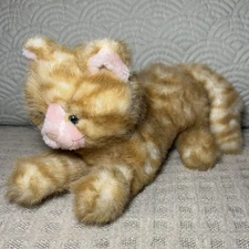 Vintage W.G. Toy Co. Orange Tabby Kitty Cat 12” Plush Realistic Stuffed Animal