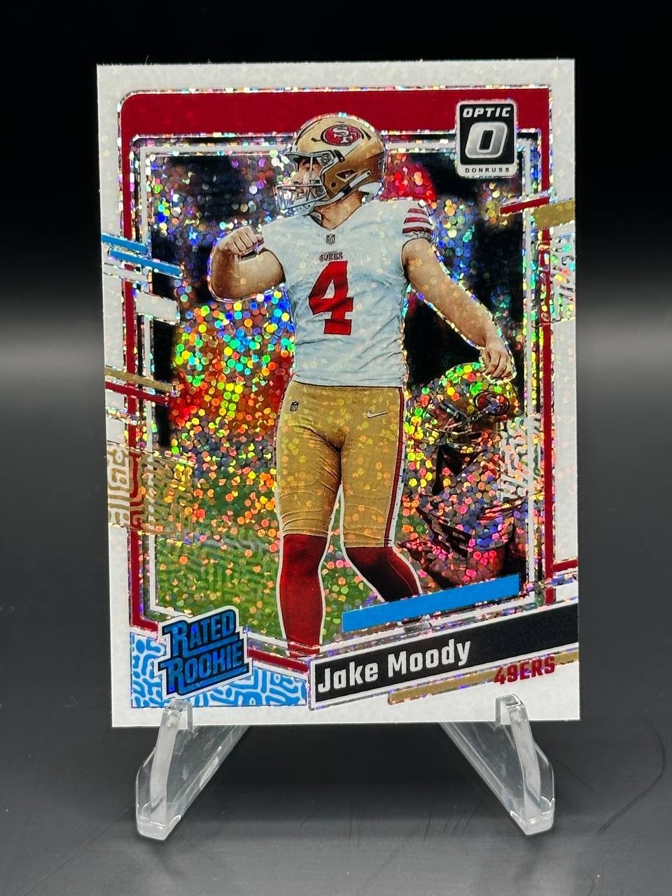 2023 Panini Donruss Optic JAKE MOODY White Sparkle Prizm #289 49ers
