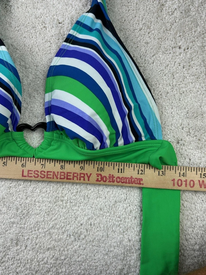 Top de bikini Joe Boxer para mujer medio halter acolchado traje de baño playa a rayas Foto 3 de 4