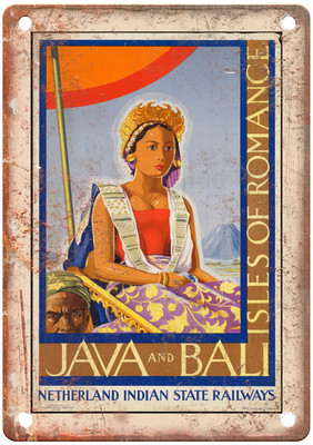 Vintage Java and Bali Travel Poster Retro Look Sign T830