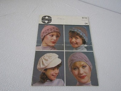Damen Bommelmütze, Mütze Mütze Kind Beany Vintage 60 s Strickmuster Sirdar 6112