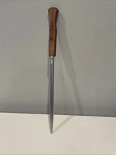 VINTAGE FLINT Made In England  KNIFE SHARPENER STEEL Wood Handle