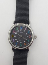Timex Weekender Indiglo Womens Watch Black Dial Black Canvas Band Working