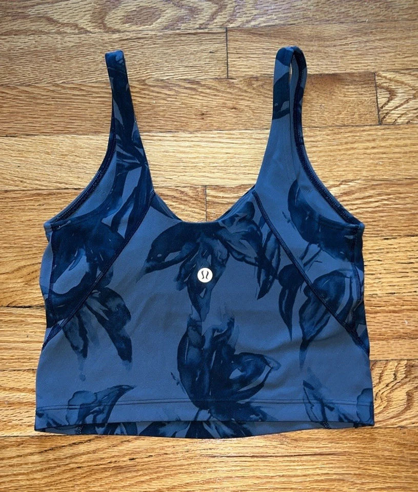 Camiseta sin mangas Lululemon Align recortada botánica floración ancla multi negra gris - talla 2 Foto 4 de 4