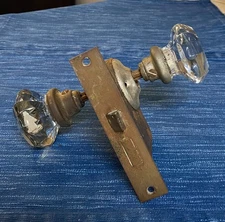 Antique VTG Reading RHC Mortise Door Lock Set Glass Door Knob Salvage Art Deco
