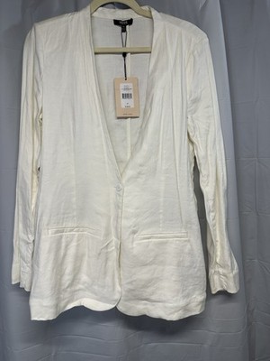 Collarless Blazer,  Sz- M. Optic White / Beige